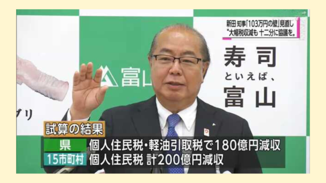103万の壁が実現すると自治体の住民税額が大幅に減少する