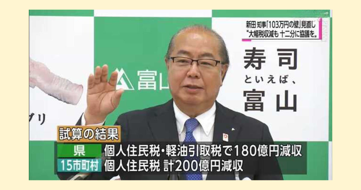 103万の壁が実現すると自治体の住民税額が大幅に減少する